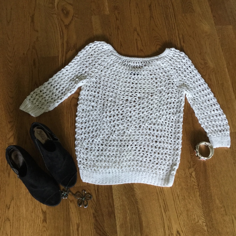Theory Open Weave White Dancer Sweater